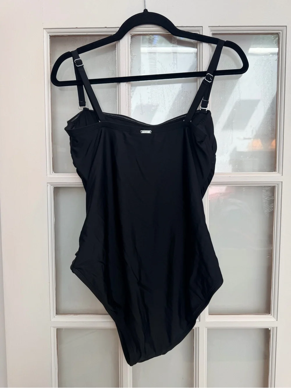 DKNY Chic Beach Pool Black Tummy Control Ruched One-Piece Swimsuit Plus Size XXL